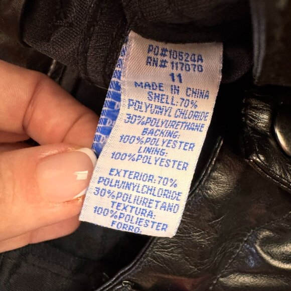 Vtg‎ Blue bi You Faux Leather Studded Pants Womens 11 90s Y2K Moto Rave Goth - Picture 6 of 8